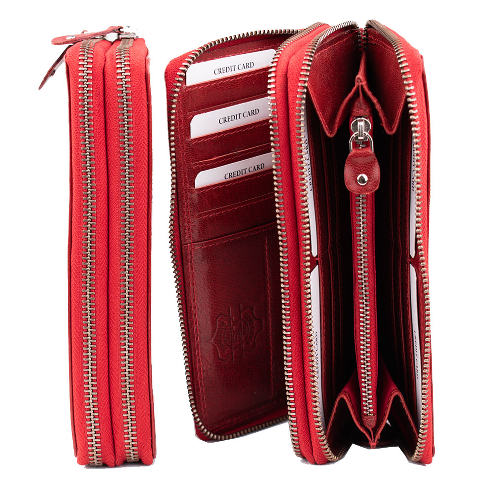 Luxusní dámská kožená peněženka na zip červená Just premium kůže Master Pragati Excelent GTI 5455