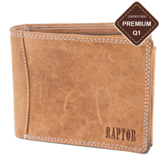 Luxusní pánská kožená peněženka camel premium kůže značky Raptor