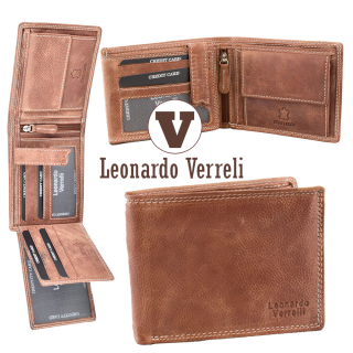 Leonardo Verrelli luxusní pánská kožená peněženka hnědá GTI 4909